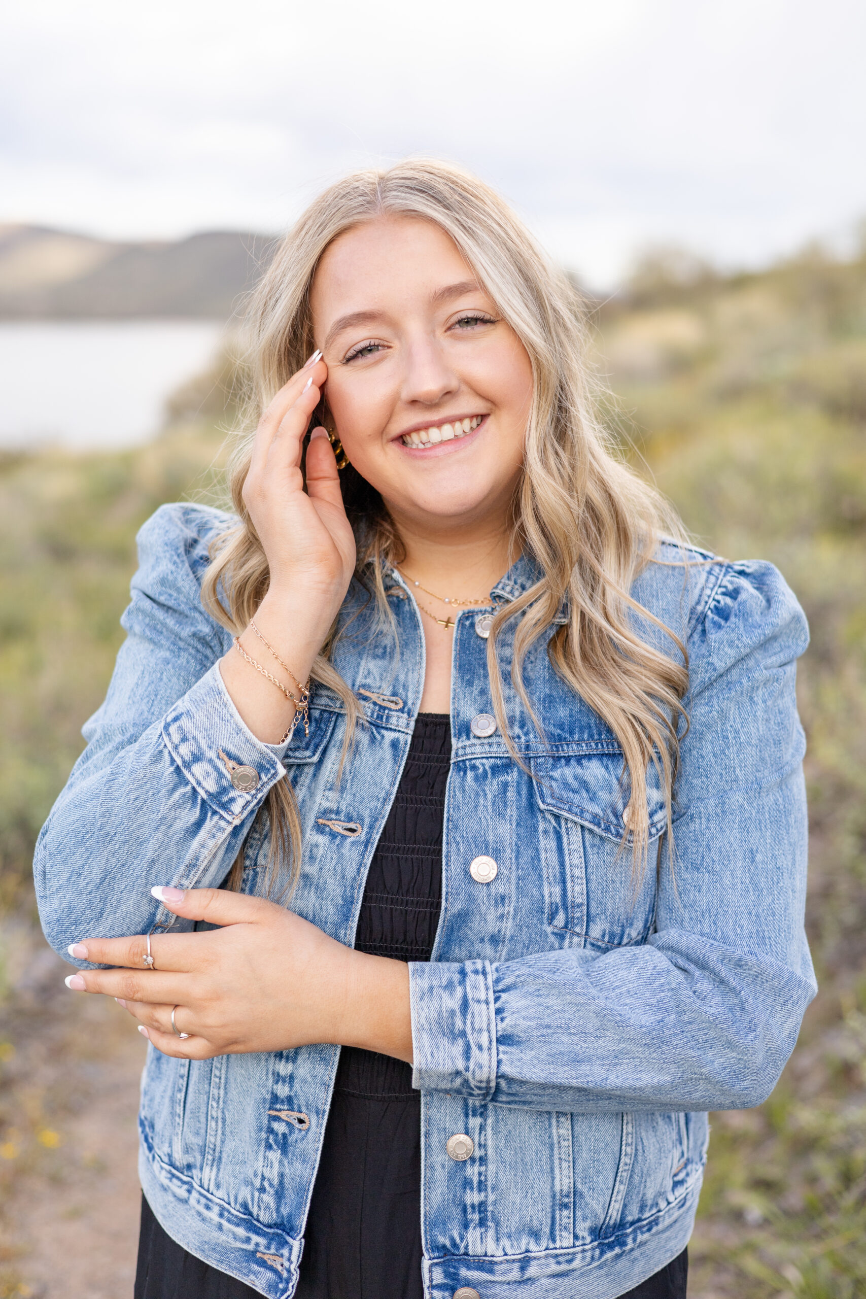 Senior smiles at session in North Peoria, Arizona.