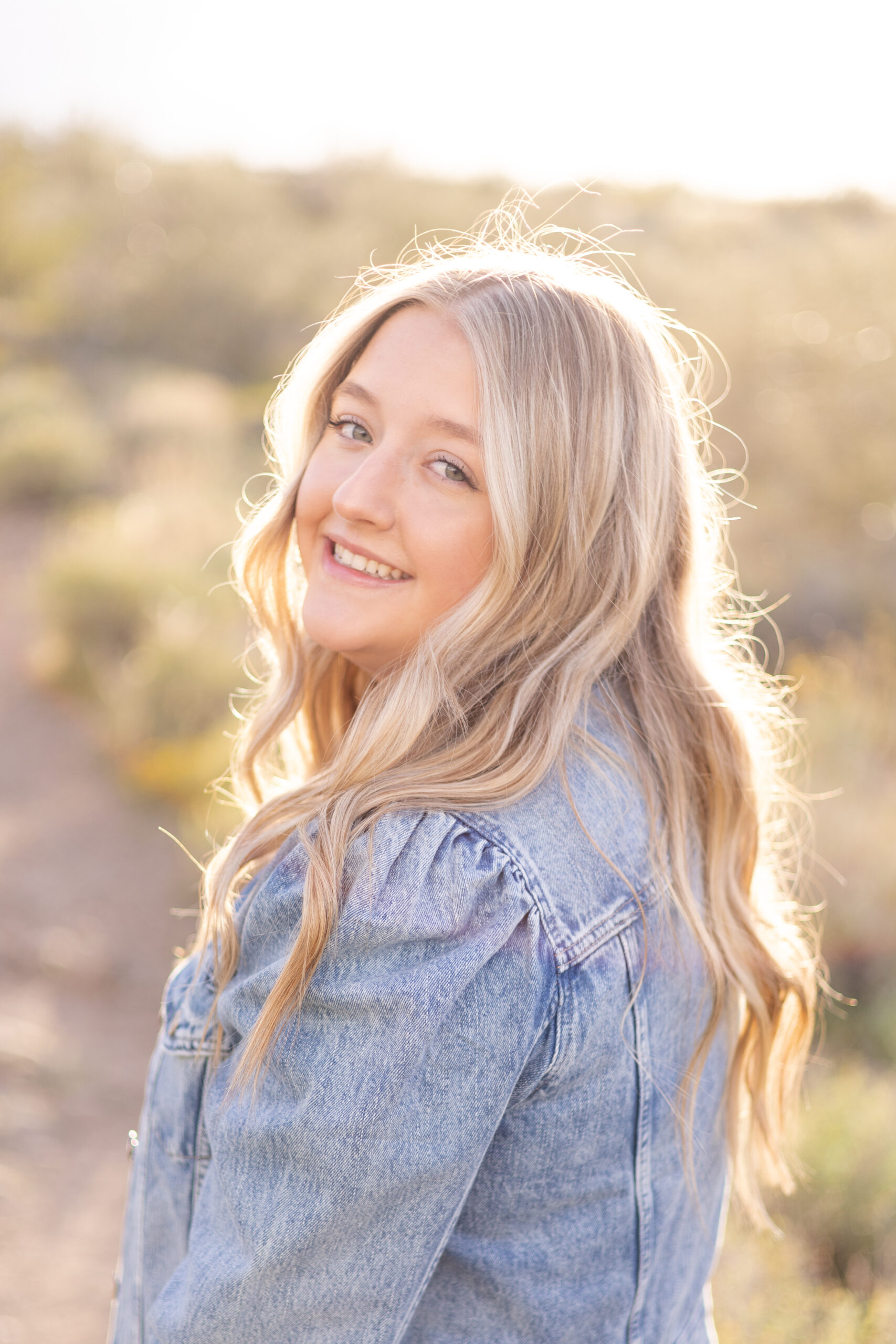 Backlit glow on senior at Lake Pleasant.