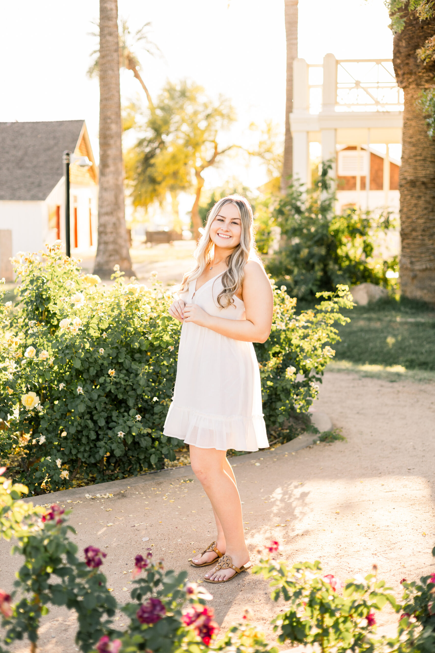 Sahuaro Ranch is a senior photography location that includes rose gardens for added color in senior photographs.