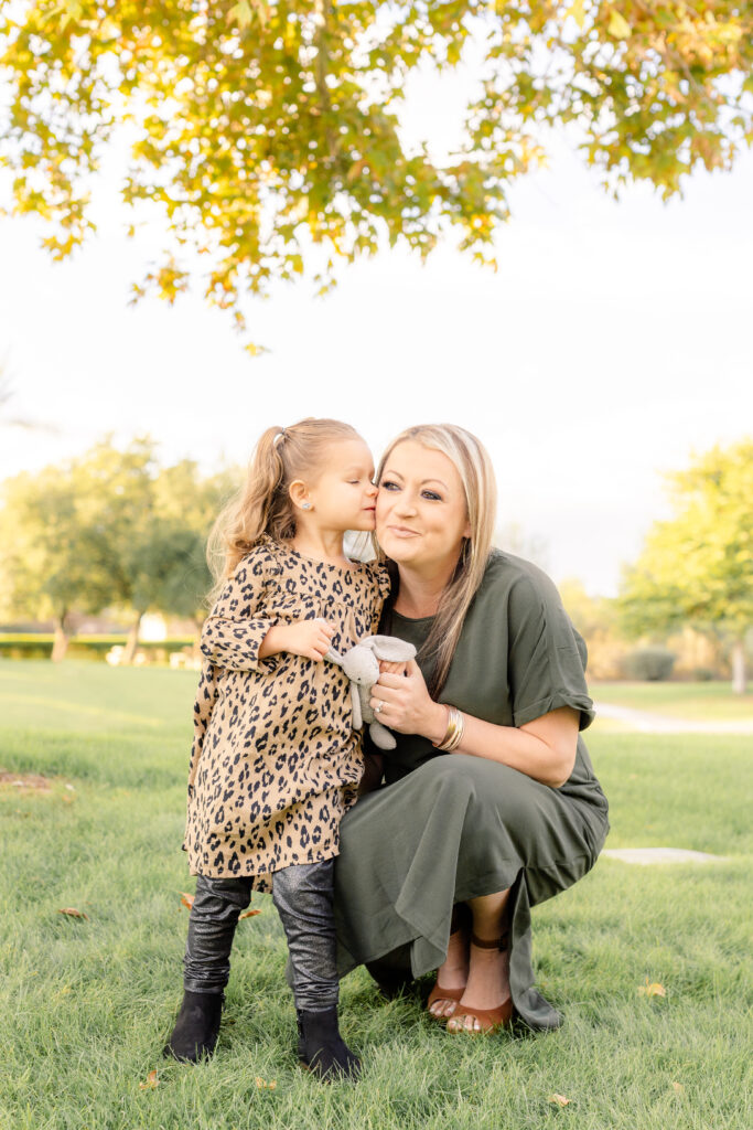 Mother and daughter at a fall mini session in Peoria, AZ.