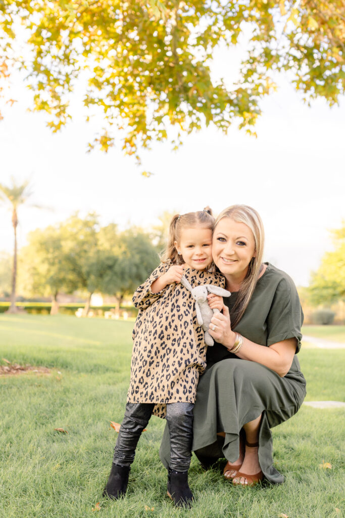 Mother and daughter at a fall mini session in Peoria, AZ.