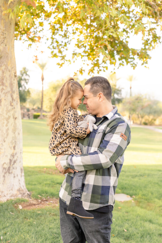 Father and daughter at a fall mini session in Peoria, AZ.